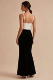 Vestido formal de tirantes finos en blanco y negro sirena con abertura