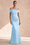 Vestido de dama de honor celiba con hombros descubiertos en forma de sirena oliva