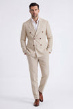 Trajes de hombre de dos piezas, cruzados con pico beige, cruzado y cruzado