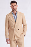 Trajes de hombre de dos piezas, cruzados con pico beige, cruzado y cruzado