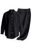 Conjunto de lino azul claro de 2 piezas para hombres