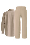 Conjunto de lino azul claro de 2 piezas para hombres