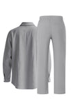 Conjunto de lino azul claro de 2 piezas para hombres