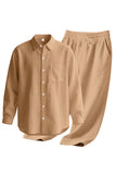 Conjunto de lino azul claro de 2 piezas para hombres