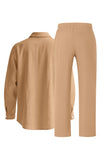 Conjunto de lino azul claro de 2 piezas para hombres