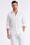 Conjunto de lino azul claro de 2 piezas para hombres