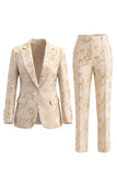Traje de mujer ajustado de dos piezas de dos piezas de Jacquard Peak Lapel