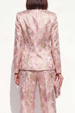 Traje de solapa floral con pico de dos piezas y bolsillos para mujer con solapa floral y solapa de dos piezas