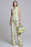 Trajes de mujer de solapa Peak Peak Floral Grey Blue Jacquard