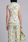 Trajes de mujer de solapa Peak Peak Floral Grey Blue Jacquard