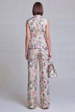 Trajes de mujer de solapa Peak Peak Floral Grey Blue Jacquard