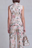 Trajes de mujer de solapa Peak Peak Floral Grey Blue Jacquard