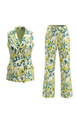 Trajes de mujer de solapa Peak Peak Floral Grey Blue Jacquard