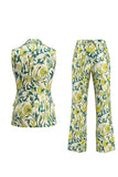Trajes de mujer de solapa Peak Peak Floral Grey Blue Jacquard