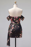 Vestido negro bodycon bodycon flores de bienvenida con banda