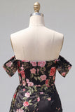 Vestido negro bodycon bodycon flores de bienvenida con banda