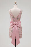 Vestido rosa bodycon bodycon floral de bienvenida con abertura