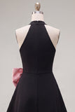 Vestido corto de bienvenida de bienvenida con cuello en línea en A y cuello en forma de línea en forma de línea en forma de A, vestido de bienvenida corto con lazo grande