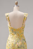 Vestido de Homecon Bodycon Sweetheart bordado con lentejuelas amarillas