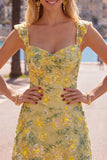Vestido de Homecon Bodycon Sweetheart bordado con lentejuelas amarillas