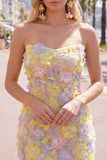 Vestido corto corto rosa sin tirantes floral bodycon cortes a casa con cuentas