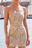 Vestido de Homecon con lentejuelas negras brillantes de un solo hombro