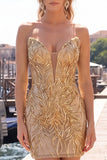 Vestido de bienvenida a casa con lentejuelas bodycon Heartheart Heartheart Cutsia brillante con encaje en la espalda