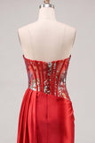 Vestido de Homecoming de Homecoming Corsé Transparente Corsé Transparente con Lentejuelas y Fajilla Sweetheart Red Bodycon Corsé Transparente
