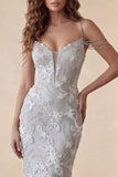 Vestido formal midi color color body con flores de hombros fríos gris claro