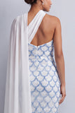 Vestido midi de madre de la novia de un hombro con lentejuelas azul claro sirena