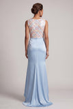 Vestido largo de madre de la novia azul celeste con lentejuelas de sirena