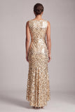 Vestido midi de Madre de la Novia asimétrico de cuello redondo de sirena verde brillante con lentejuelas
