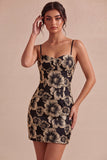 Vestido mini Jacquard floral Bodycon Bodycon tirantes finos