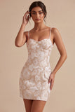 Vestido mini Jacquard floral Bodycon Bodycon tirantes finos