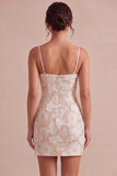 Vestido mini Jacquard floral Bodycon Bodycon tirantes finos