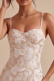 Vestido mini Jacquard floral Bodycon Bodycon tirantes finos