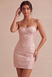 Vestido mini Jacquard floral Bodycon Bodycon tirantes finos