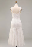 Vestido blanco floral pequeño de tirantes gruesos en línea A