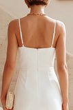Vestido Midi fruncido con tirantes blancos de sirena