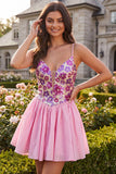 Vestido de bienvenida rosa rosa con tirantes finos y lentejuelas