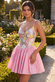 Vestido de bienvenida rosa rosa con tirantes finos y lentejuelas