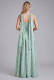 Corsé de chiffon Sage con estampado floral y bufanda de cuello largo