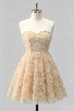 Vestido de bienvenida floral con cuentas y cordones de Dusty Rose Rose, Sweetheart A-Line