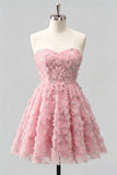 Vestido de bienvenida floral con cuentas y cordones de Dusty Rose Rose, Sweetheart A-Line