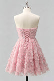 Vestido de bienvenida floral con cuentas y cordones de Dusty Rose Rose, Sweetheart A-Line