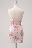 Vestido de bienvenida con lentejuelas florales de Corazón brillante Corazón Blanco Keyhole con lentejuelas y encaje en la espalda