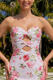 Vestido de bienvenida con lentejuelas florales de Corazón brillante Corazón Blanco Keyhole con lentejuelas y encaje en la espalda