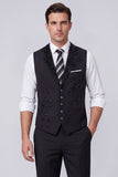Chaleco negro de solapa con pico y pecho simple con solapas de hombre y cuentas