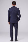 Traje de baile de fin de curso de hombre con solapa de pico de dos piezas de dos piezas y un botón en azul marino oscuro