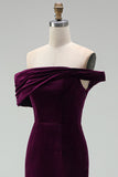 Vestido cóctel midi de terciopelo midi con bodycon color burdeos